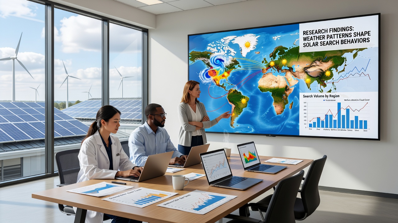 Solar platform dashboard showing query volume changes linked to weather pattern shifts